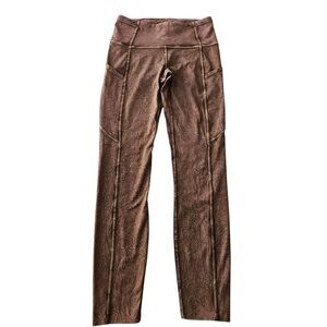 Lululemon Pants 4 Fast Free HR 25" Tight‎ Nulu LW5CTRS Pink Brown Dye Athlesuire